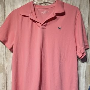 Vineyard Vine men's pink. Short sleeve polo shirt with logo on front